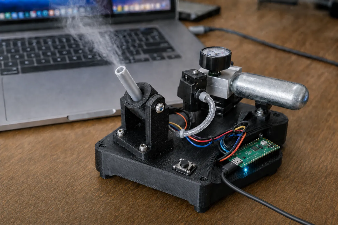 VENTIS concept render, device layout on a desk